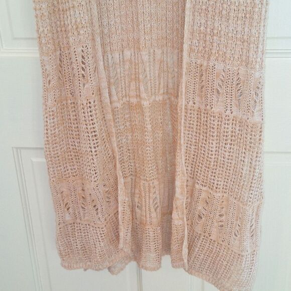 Crochet BOHO Open Cardigan Sweater Vest Duster Maxi 100% Cotton SOFT Mossimo L - Picture 11 of 15